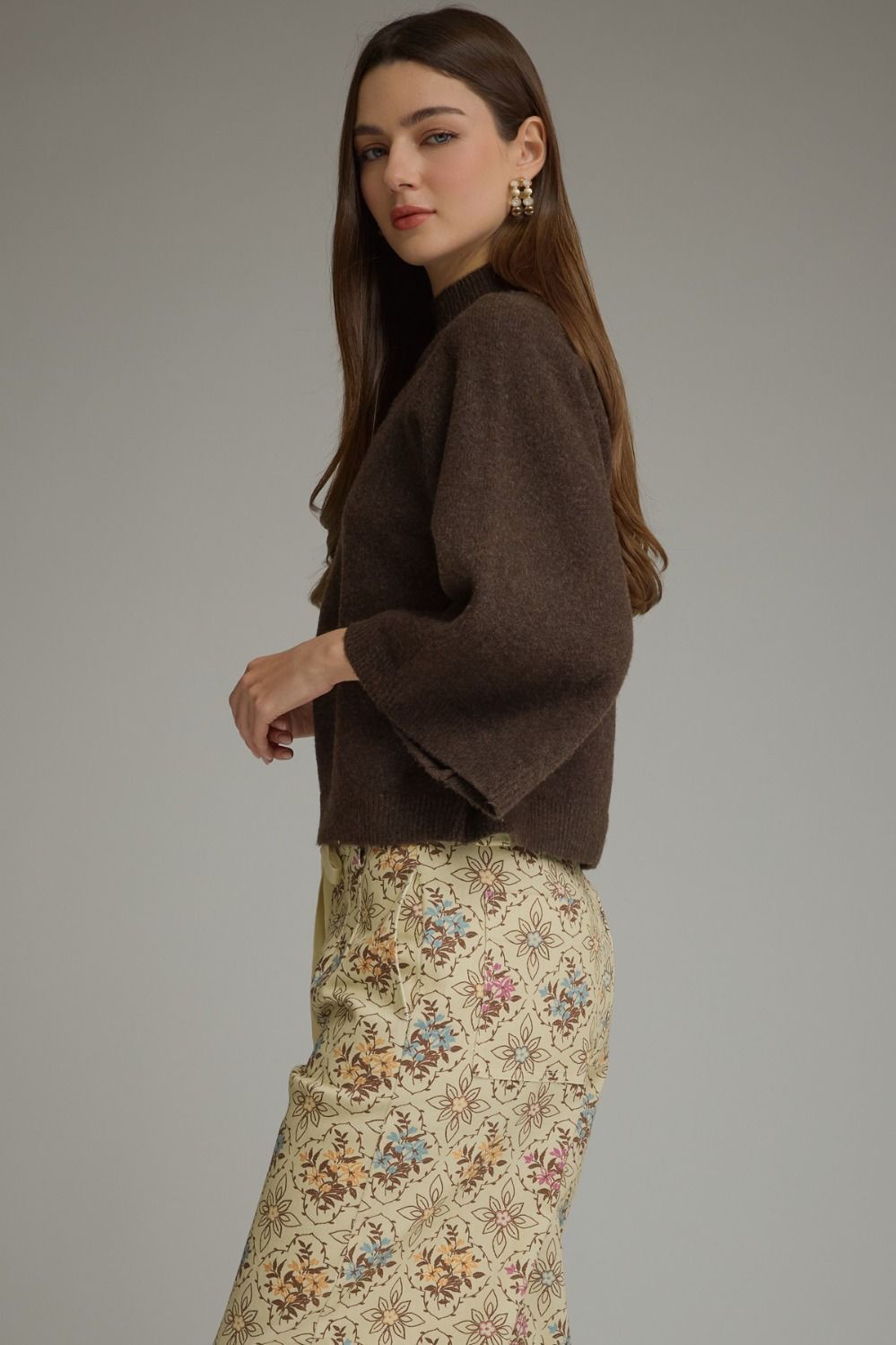 Bell Sleeve Sweater - Brown
