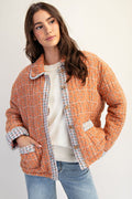 Quilted Mineral Washed Jacket, Cinnamon