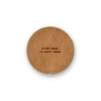 Happy Hour Leather Coaster in Brown - Set of 4