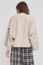 Wool-Blend Buttoned Cape Coat