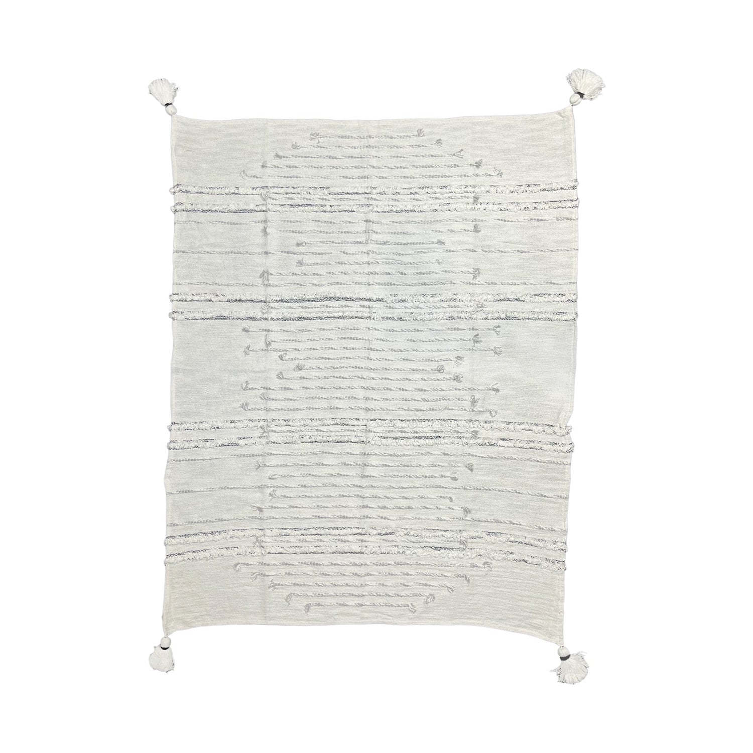 Black and Cream Throw with Tassels 47" x 59"
