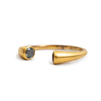 Gold Plated Labradorite Dual Ring with Matte Finish Adjustable