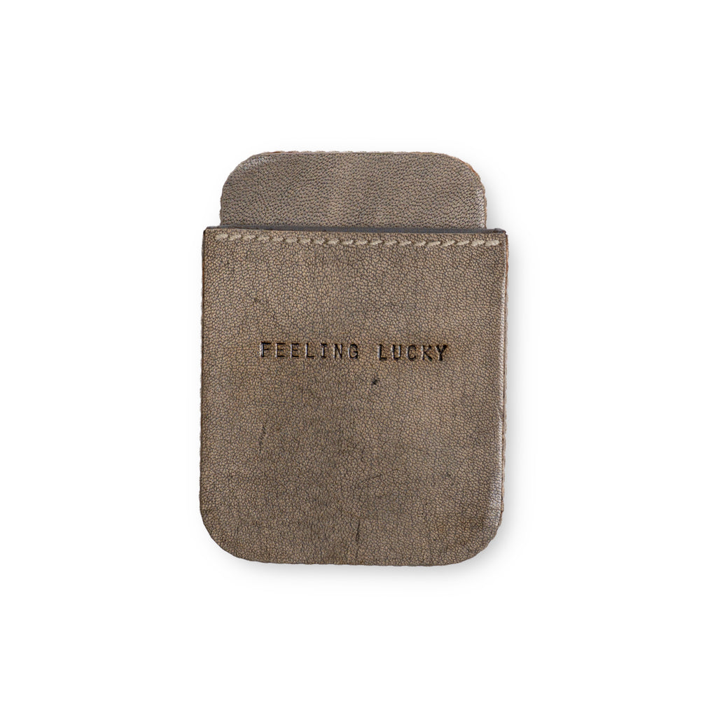 ***Feeling Lucky Leather Playing Card Case - Stone