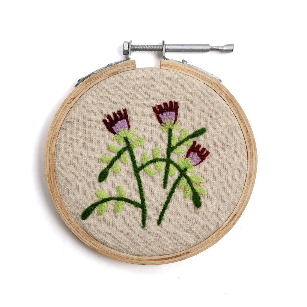 Purple Flowers Small Embroidery Hoop Collection - 4”