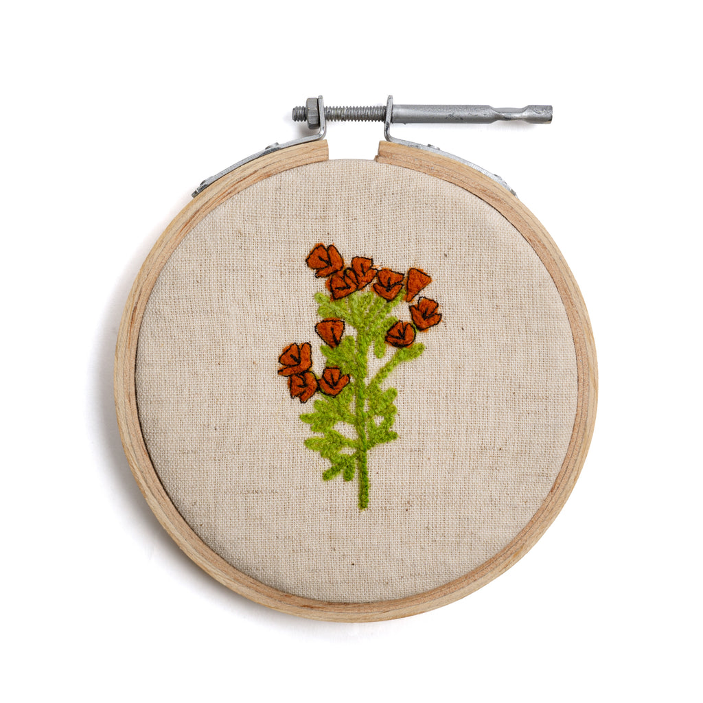 Orange Flower Small Embroidery Hoop Collection - 4”