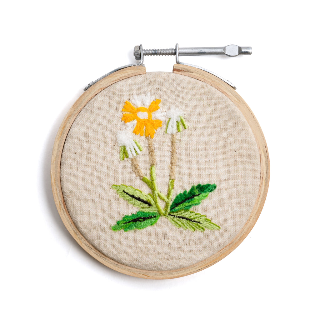 Yellow Dandelion Small Embroidery Hoop Collection - 4”