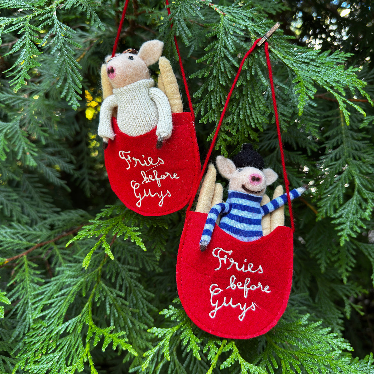 Boy Fries Before Guys Ornament - Felt Festive Fry Collection