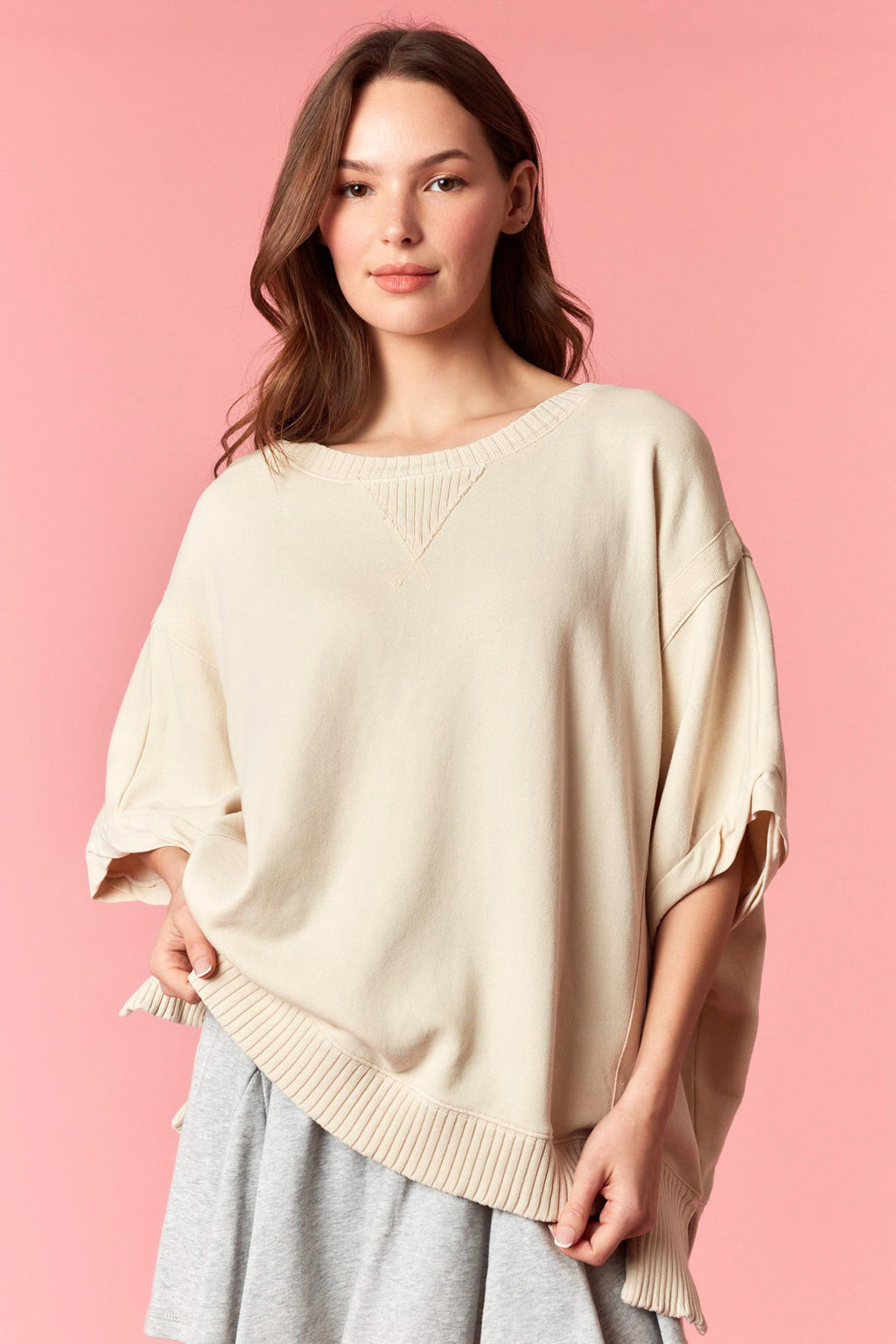 Oversized Ivory Top