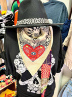 Boho Heart Embroidered Bandana