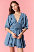 Polka Dot Denim Romper