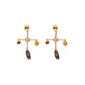 ***Multi-Stone Sun & Pearl Dangle Earrings