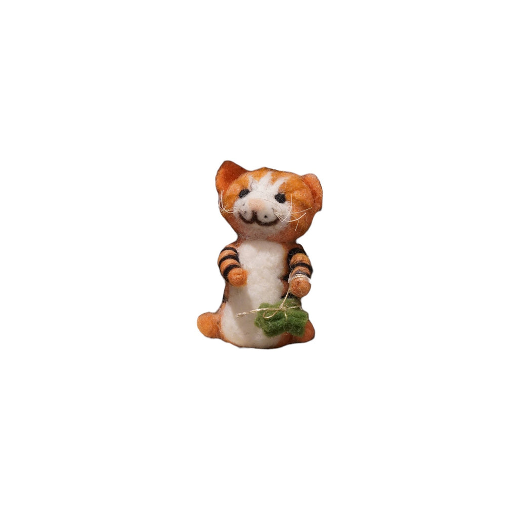 Tan & White Naughty Kitten With Red Scarf Ornament