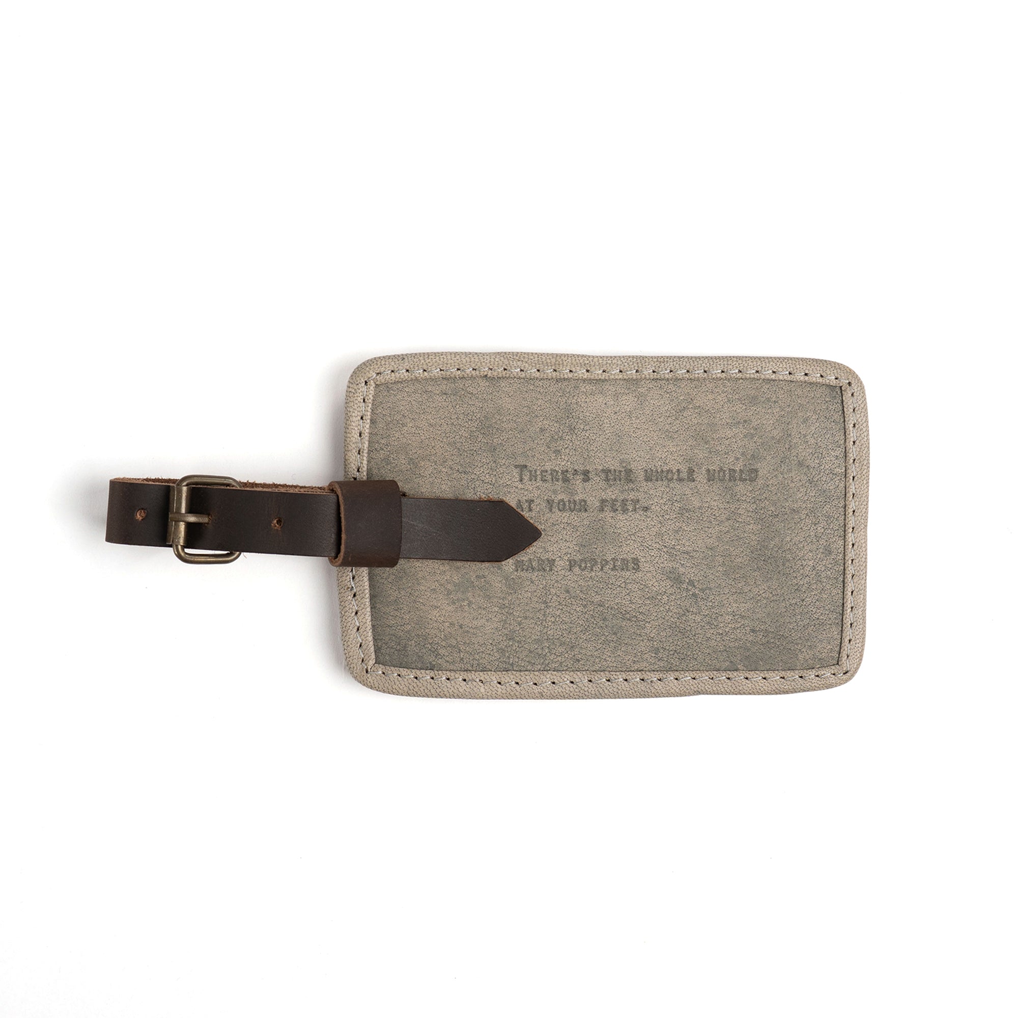 Mary Poppins Leather Luggage Tag - Stone