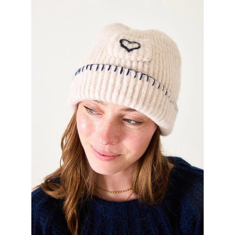 Sailor Love Whipstitch Beanie - Cream/Navy