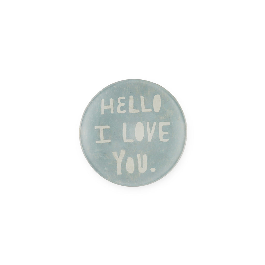 Hello I Love You Mini Round Decoupage Plate - 4"