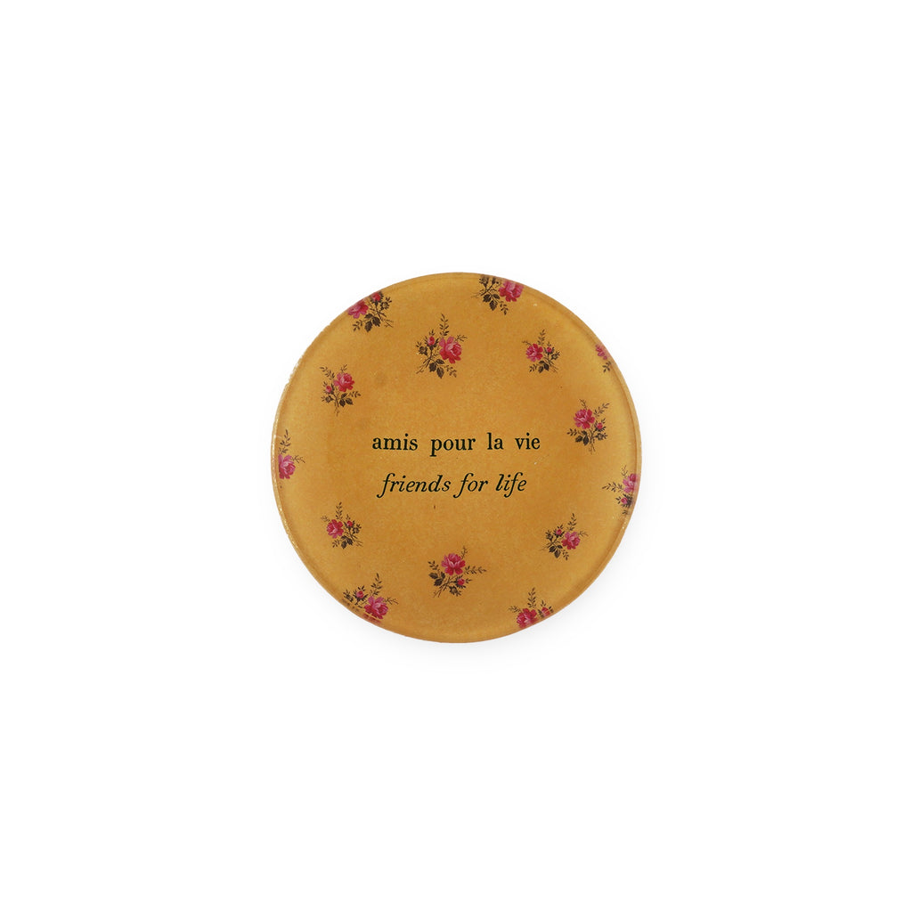 Amis Pour La Vie (Friends For Life) Mini Round Decoupage Plate - 4"
