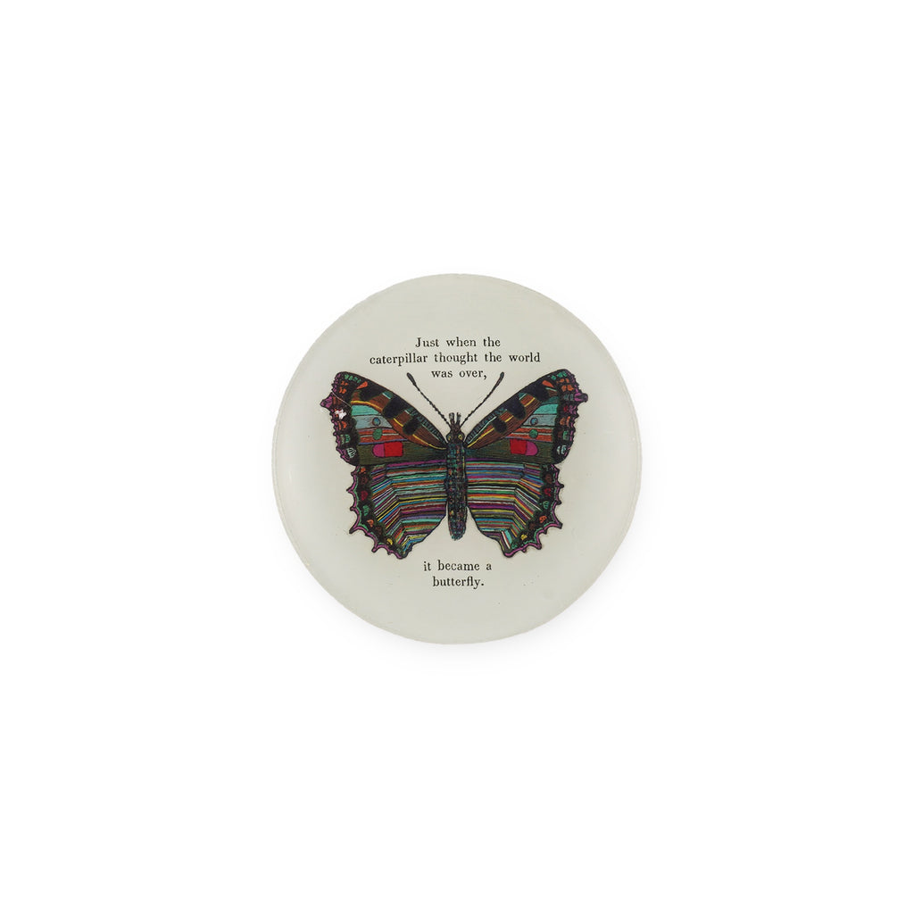 Butterfly Mini Round Decoupage Plate - 4"