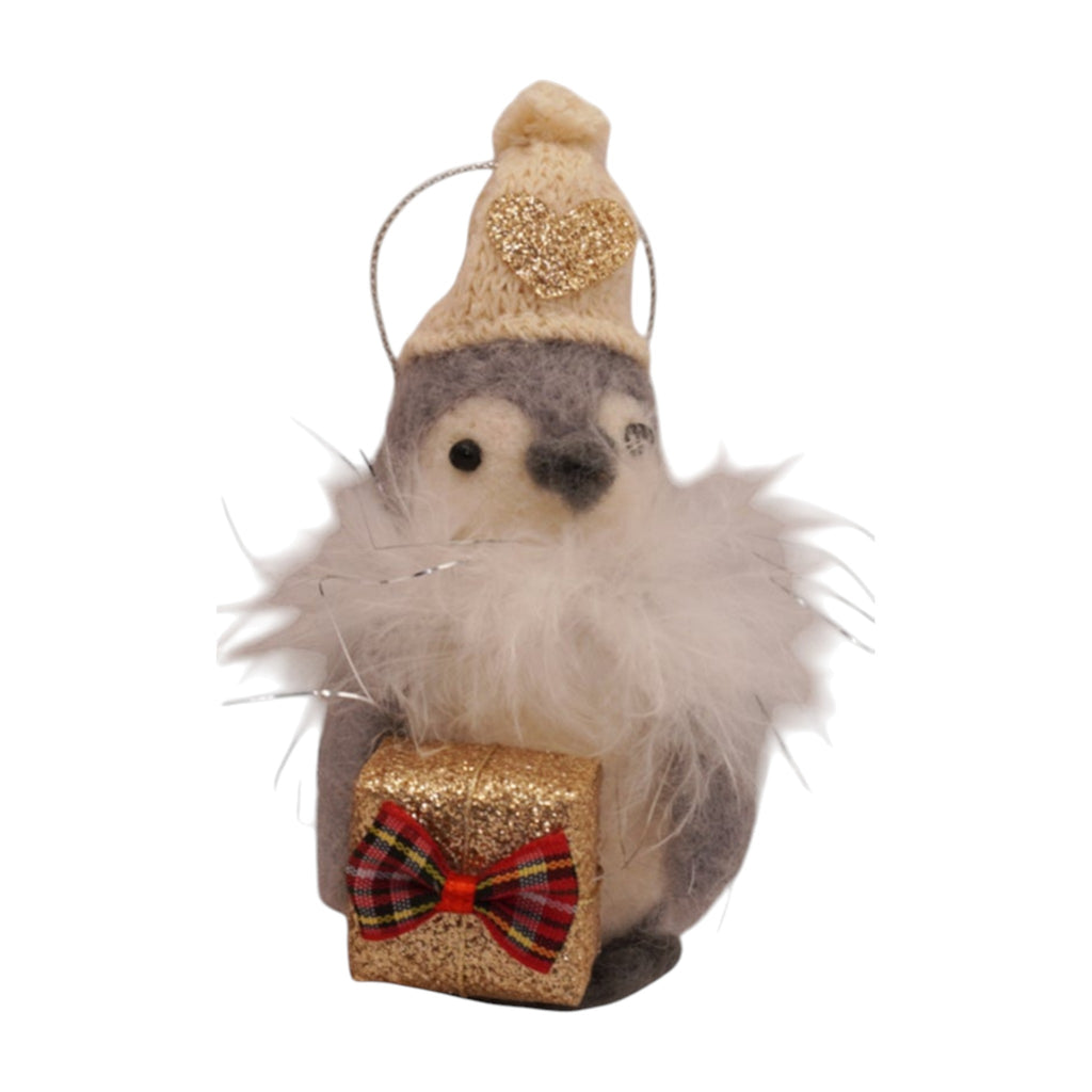 Girl Penguin With White Feathery Scarf Ornament - Huddle of Penguins Collection
