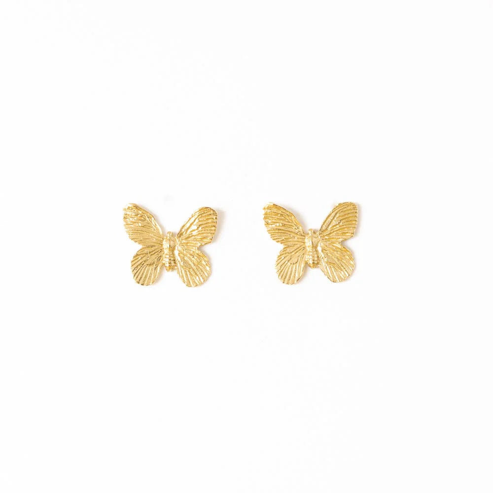 Phoebe butterfly post earrings brass