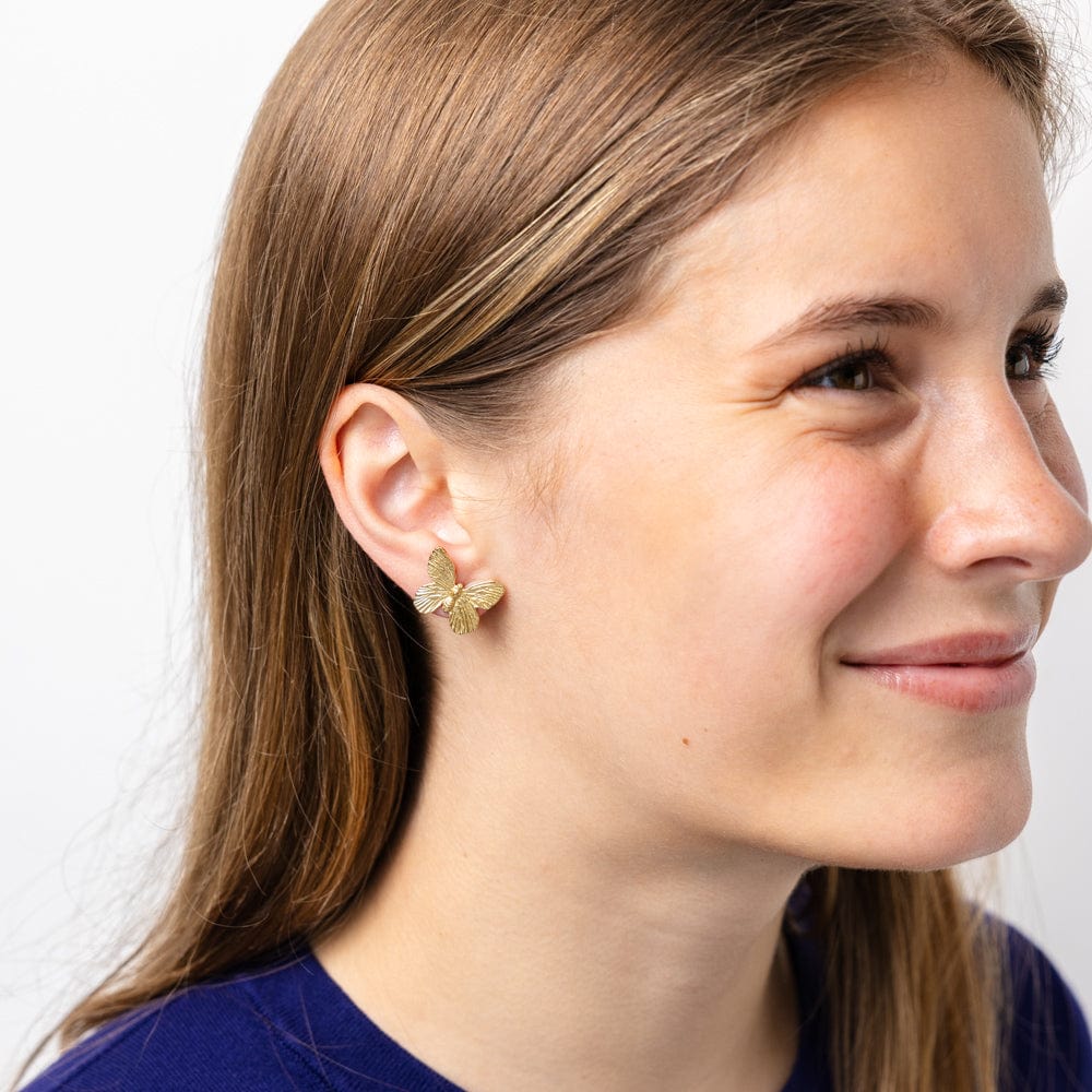 Phoebe butterfly post earrings brass