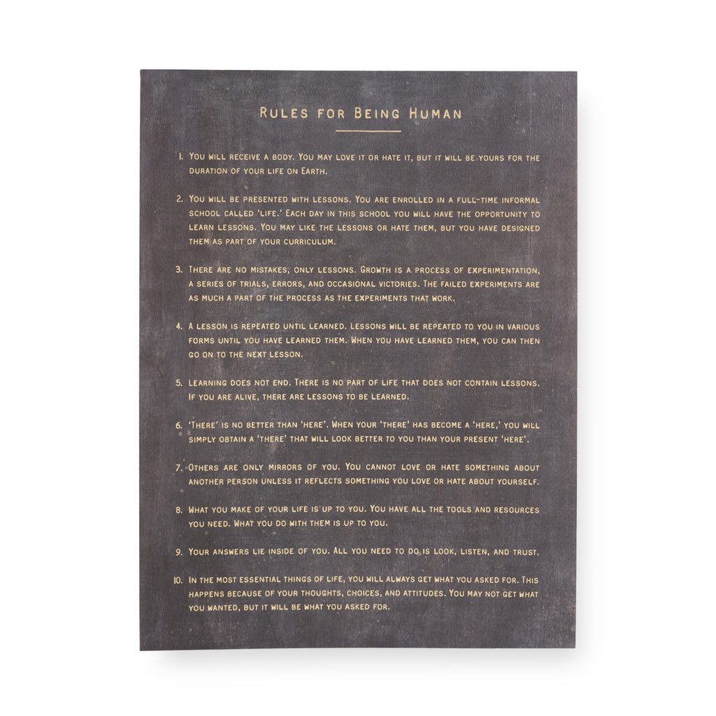 Rules For Being Human Art Poster
