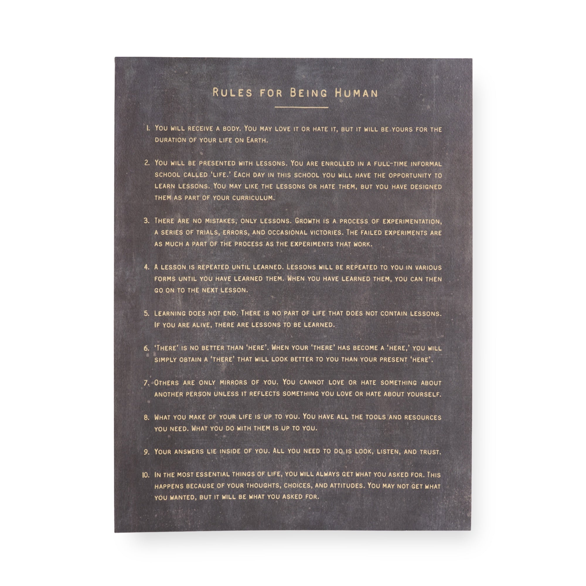 12"x16" Rules for Being Human Art Poster-Charcoal