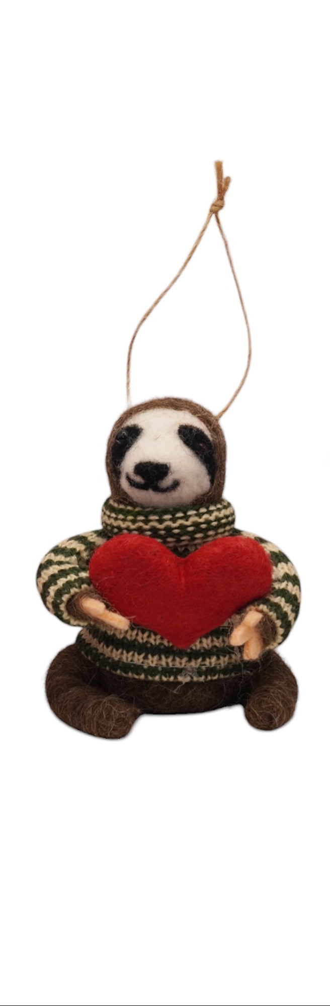 Sloth With Red Heart Ornament - Snuggle of Sloths Collection
