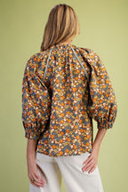 Floral Print Cotton Polin Blouse