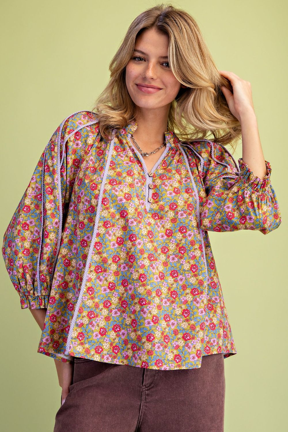 Floral Print Cotton Poplin Blouse