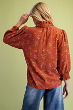 Floral Printed Crinkle Blouse