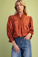 Floral Printed Crinkle Blouse