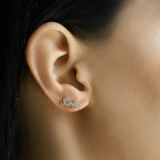 Gold "LOVE" and Clear CZ Stud Earrings