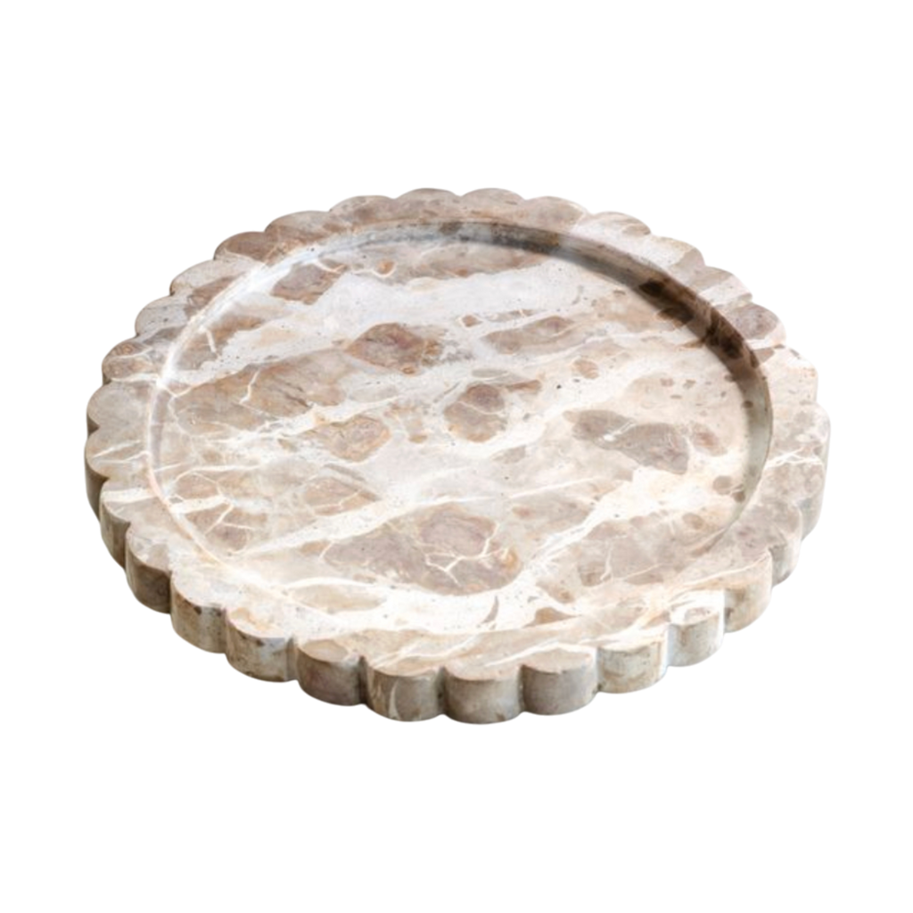 Beige Marble Scallop Edge Tray