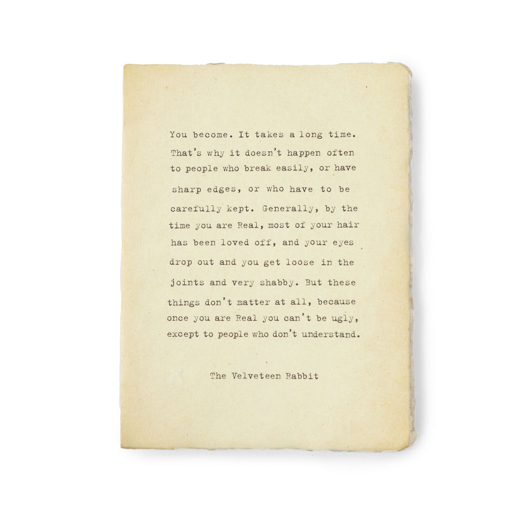 ***Velveteen Rabbit Large Deckled Edge Notebook - Cream