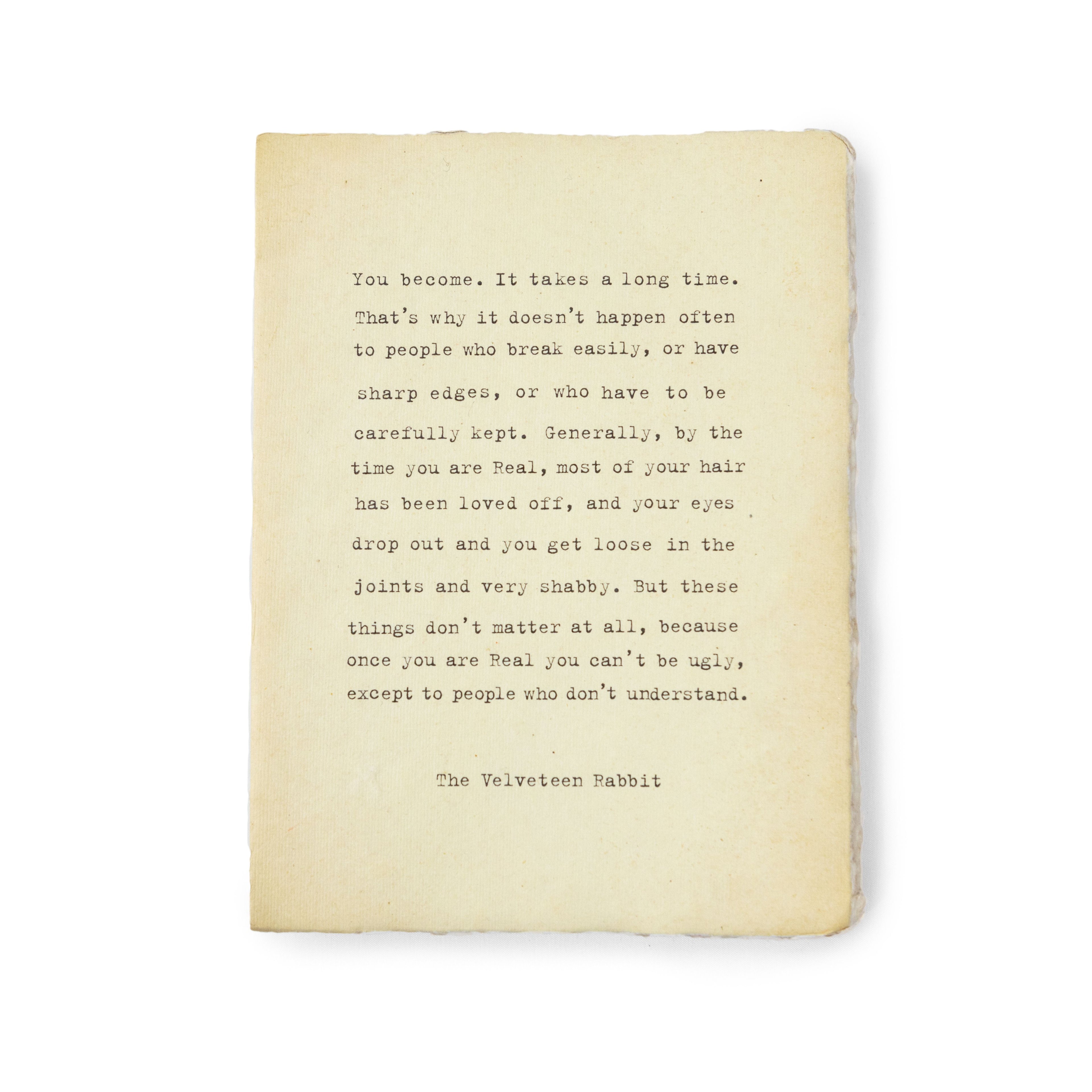 ***Large Velveteen Rabbit Deckled Edge Notebook - 6x8