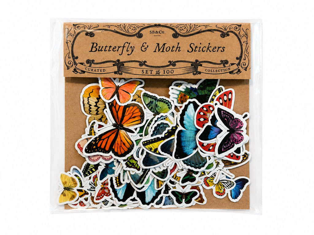 Butterfly and Moth Stickers - Assorted Set of 100