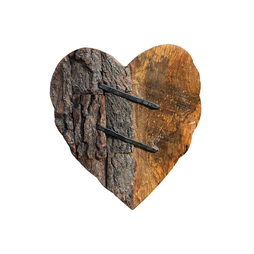 Rustic Carved Heart with Nails 8"x8"