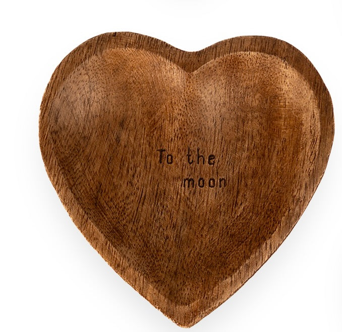 Wood Heart Trinket Tray - "To the Moon"