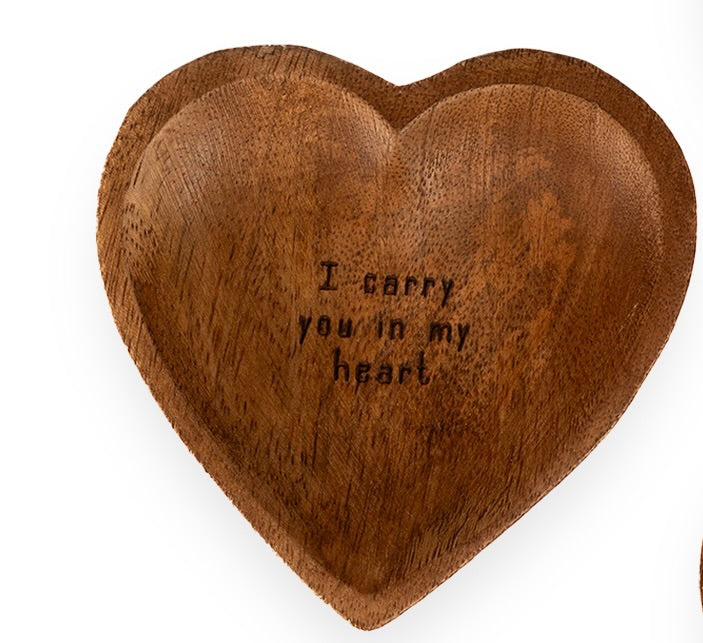 Wood Heart Trinket Tray