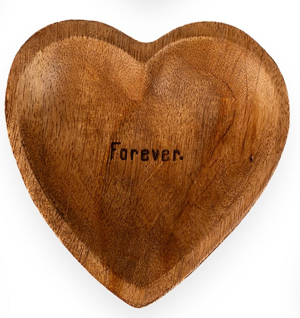 Wood Heart Trinket Tray - "Forever."
