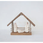 Driftwood & Paper Mache Nativity with Wood Base