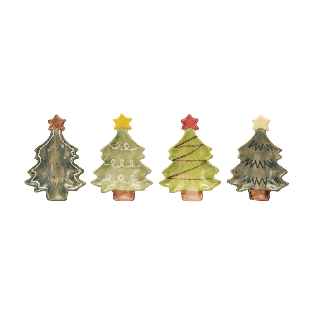 Hand-Painted Christmas Tree Dish with Star
