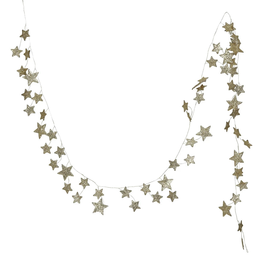 Glitter Paper Star Garland, Gold