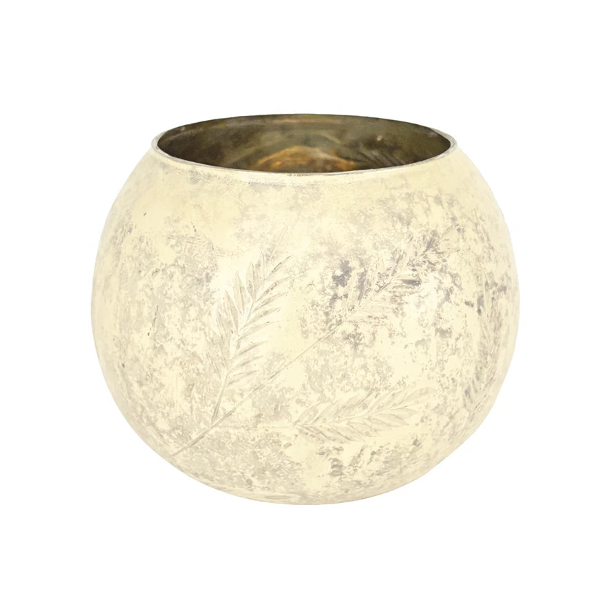 Etched Mercury Glass Votive Holder with Design