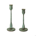 Hand-Forged Metal Taper Holder, Verdigris Finish