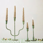 Hand-Forged Metal Taper Holder, Verdigris Finish