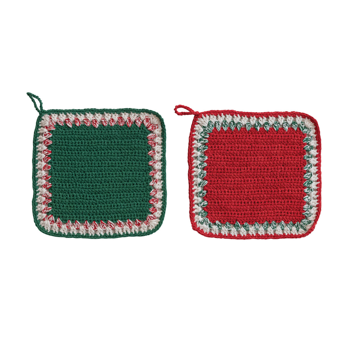 Cotton Crocheted Pot Holder with Contrasting Border