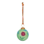 Hand-Painted Mercury Glass Ball Ornament with Flowers