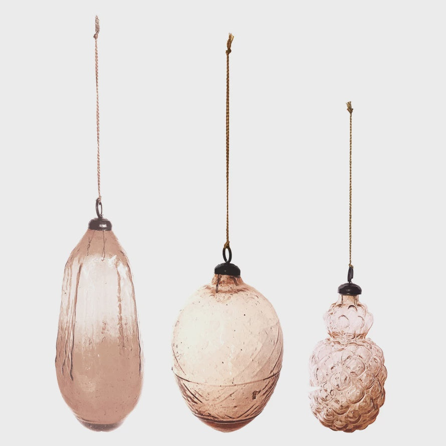 Hand-Blown Glass Ornament - Blush