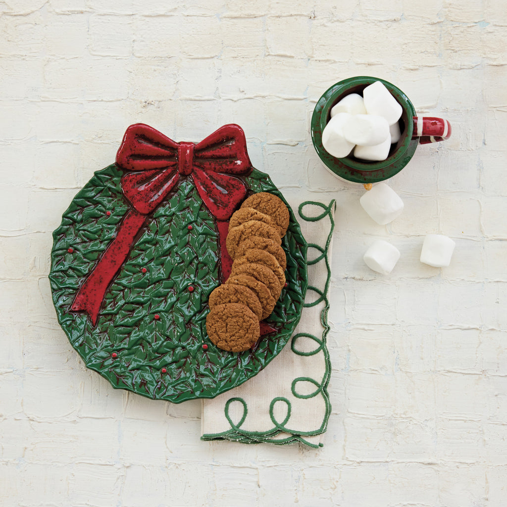 Ceramic Wreath Shaped Plate with Bow